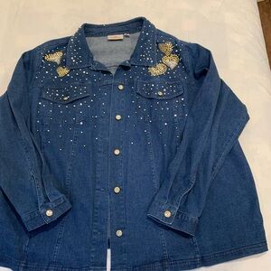 Quacker Factory Blue Jean Jacket with Gold Embellishments